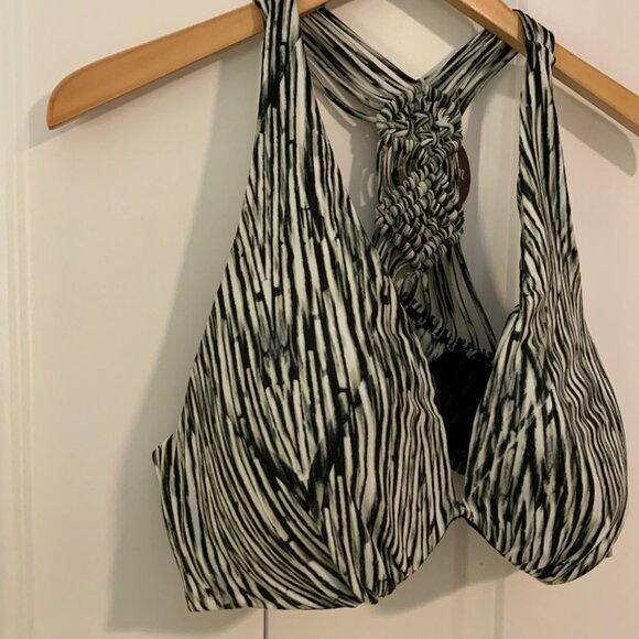 Swim by Cacique Black Tribal Zebra Print Underwire Bikini Top 40D New - Picture 4 of 11